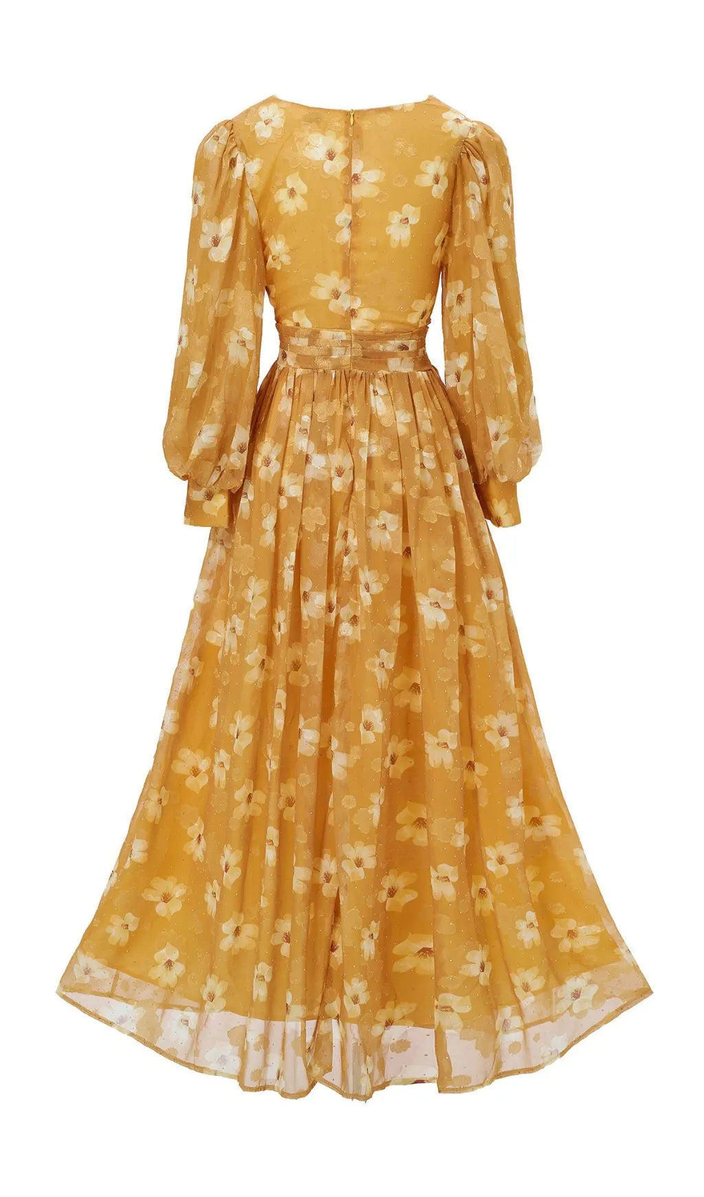 Feodora Yellow Floral Printed Long Sleeve Maxi Dress Flowering Girl