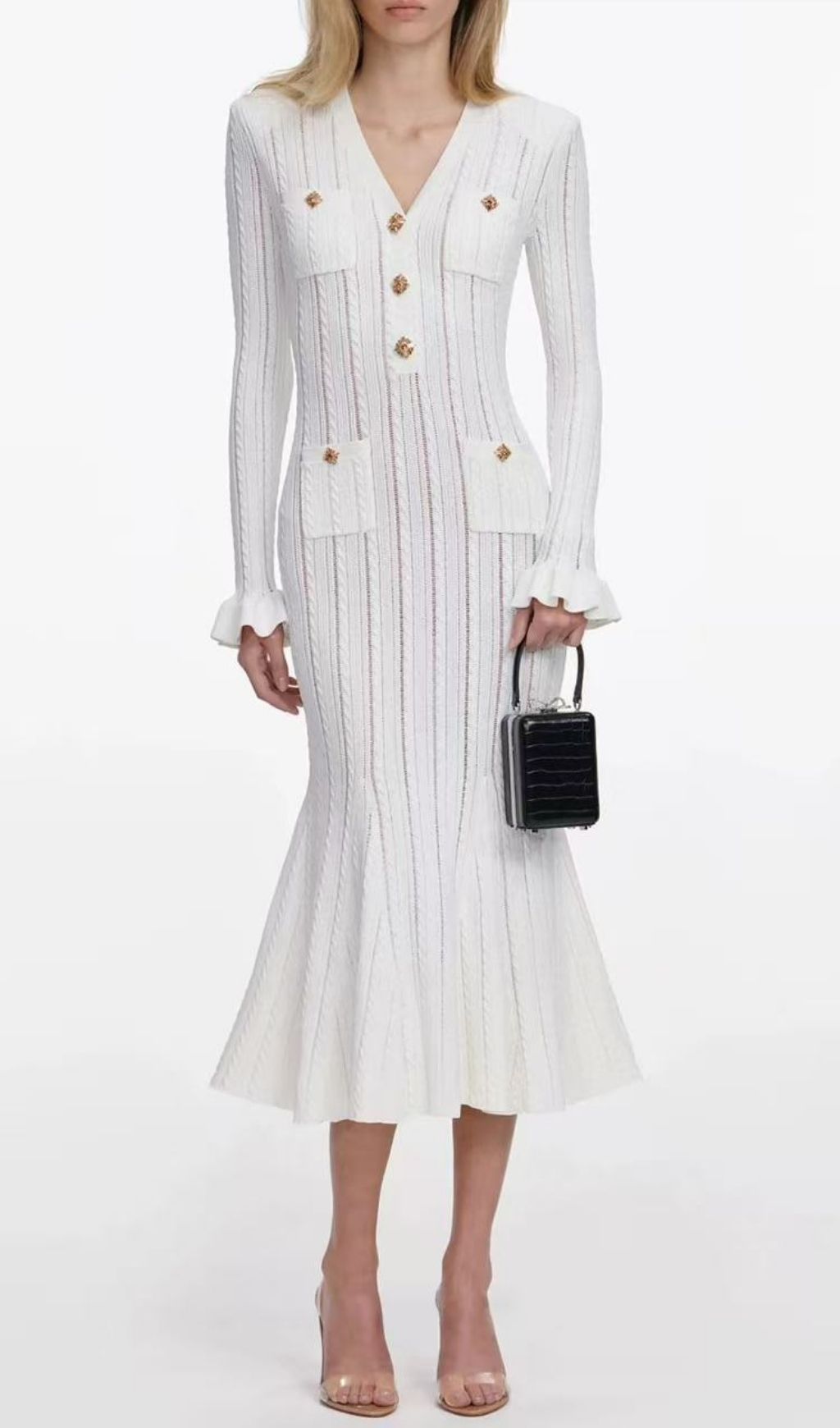 Kayce Long Sleeve Knit Midi Dress Flowering Girl