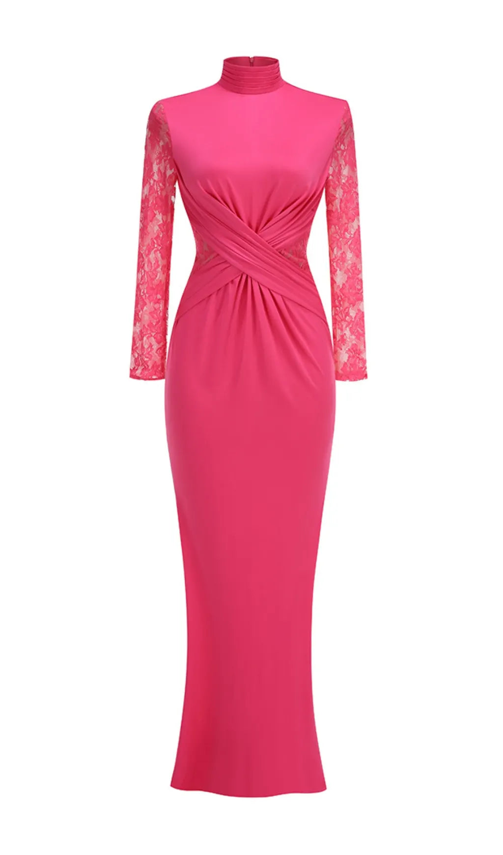 Christa Pink Long Sleeve Draped Gown Flowering Girl