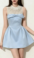 Kimiyo Blue Lace Sequin Bow Mini Dress Flowering Girl