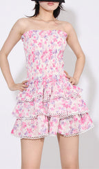 Aglaea Pink Floral Ruffle Mini Dress Flowering Girl
