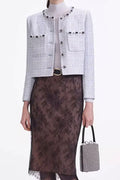 Zenobia Pale Blue Beaded Embellished Tweed Jacket Flowering Girl