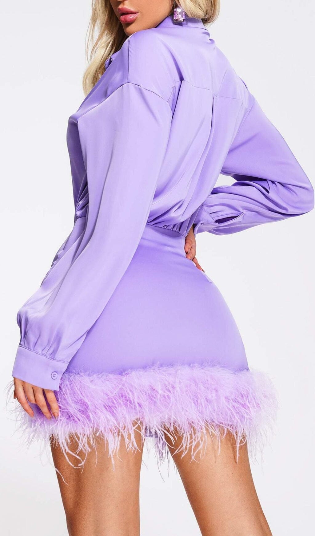 Feather Long Sleeve Shirt Dress Flowering Girl