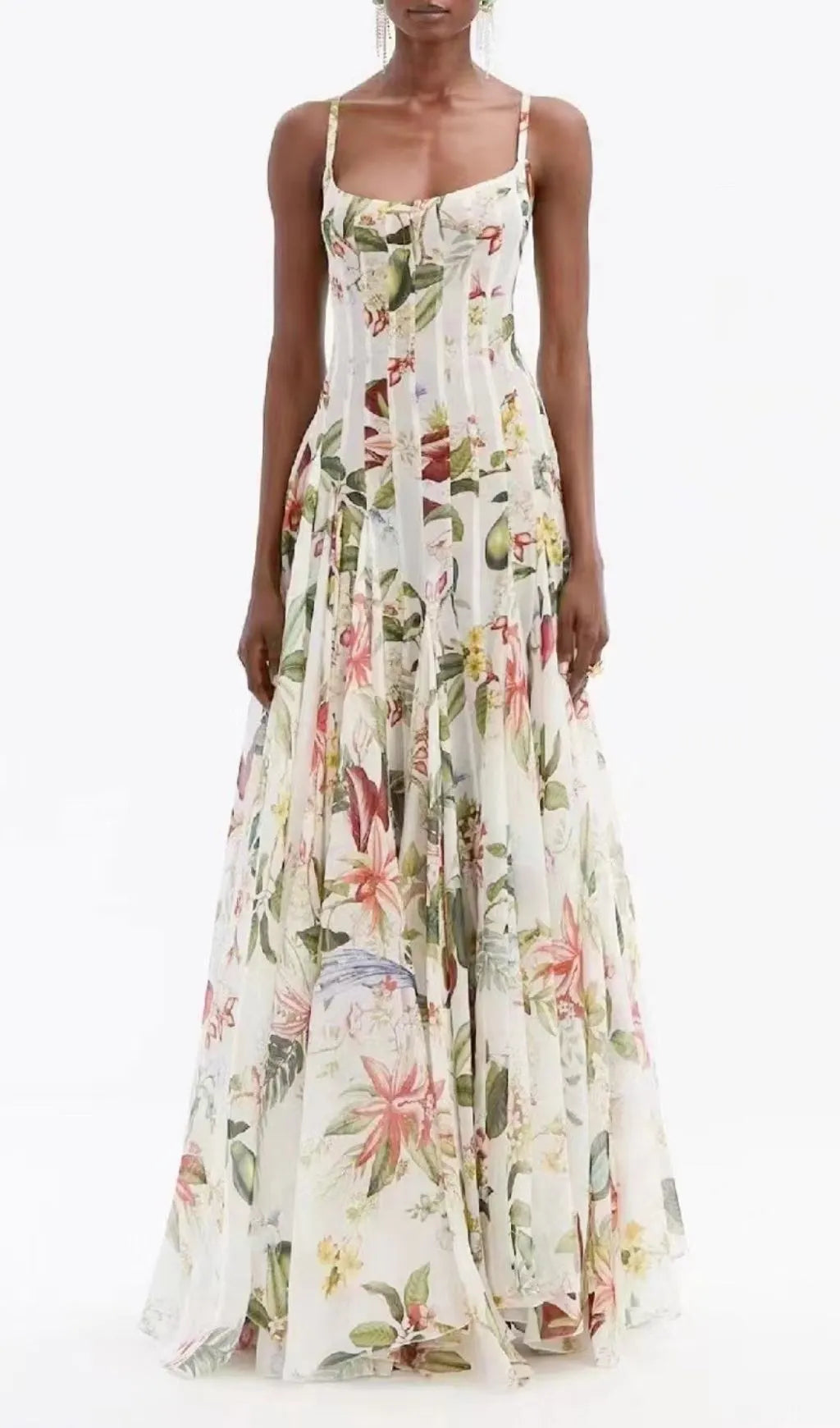 Kennice Strappy Floral Printed Maxi Dress Flowering Girl