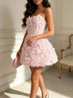 Maricopa Strapless Floral Mini Dress Flowering Girl