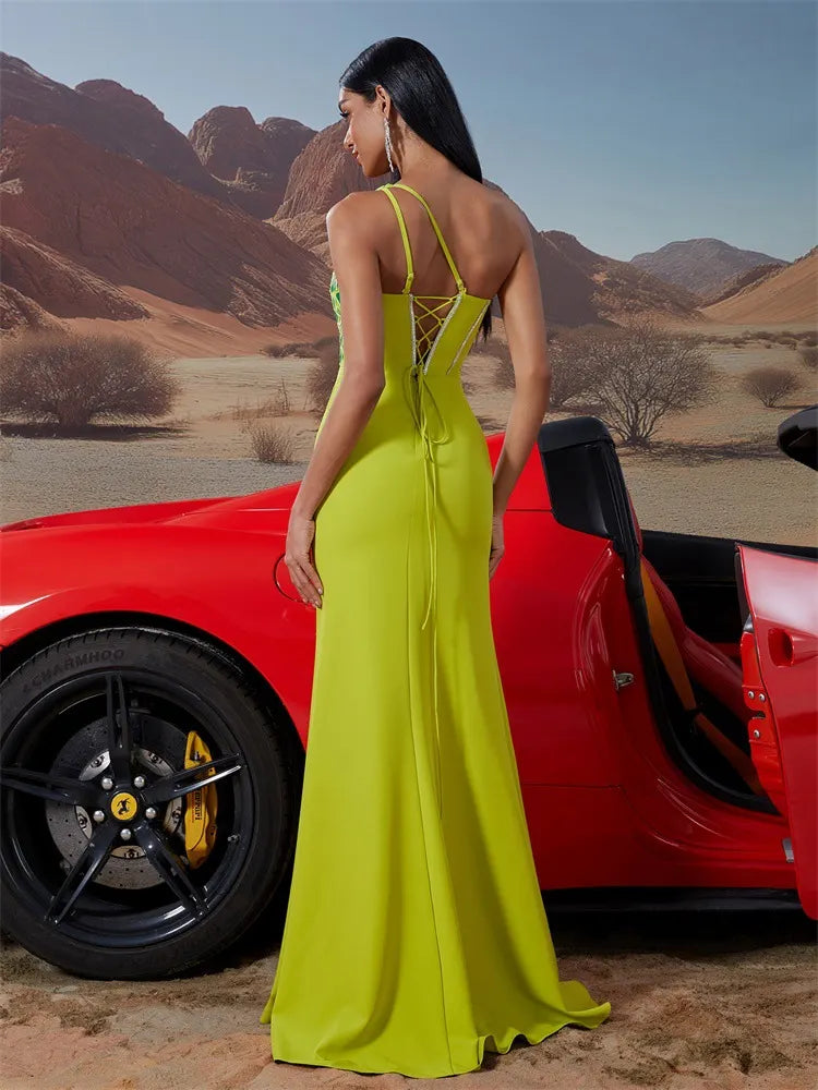 Mayten Green One-Shoulder Backless Gown Flowering Girl