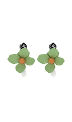Adil Green Large Hoop Flower Plastic Earrings Flowering Girl