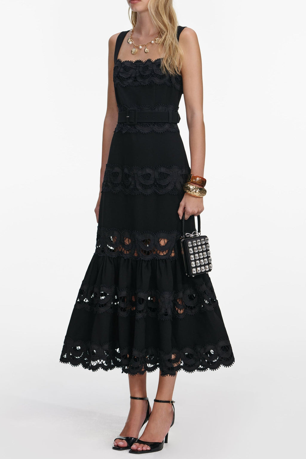 Rae Black Crepe Midi Dress Flowering Girl