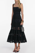 Rae Black Crepe Midi Dress Flowering Girl