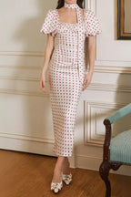 Red Polka Dot Bubble Sleeve Midi Dress Flowering Girl