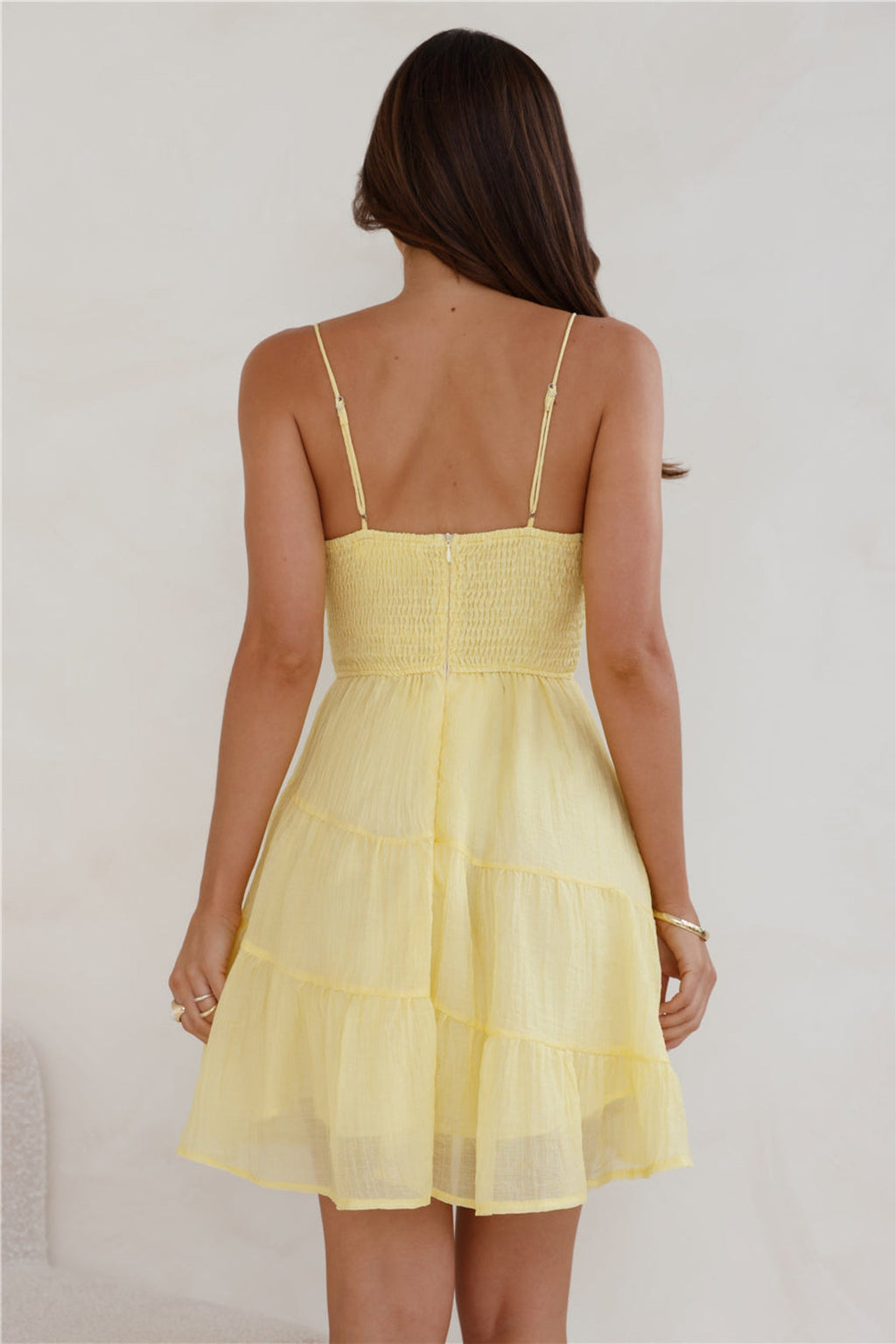 Strappy Mini Dress In Yellow Flowering Girl