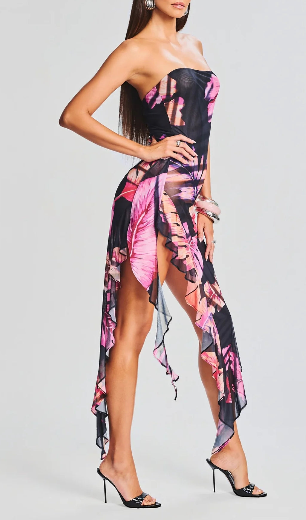 Tropical Leaf Color Tube Top Dress