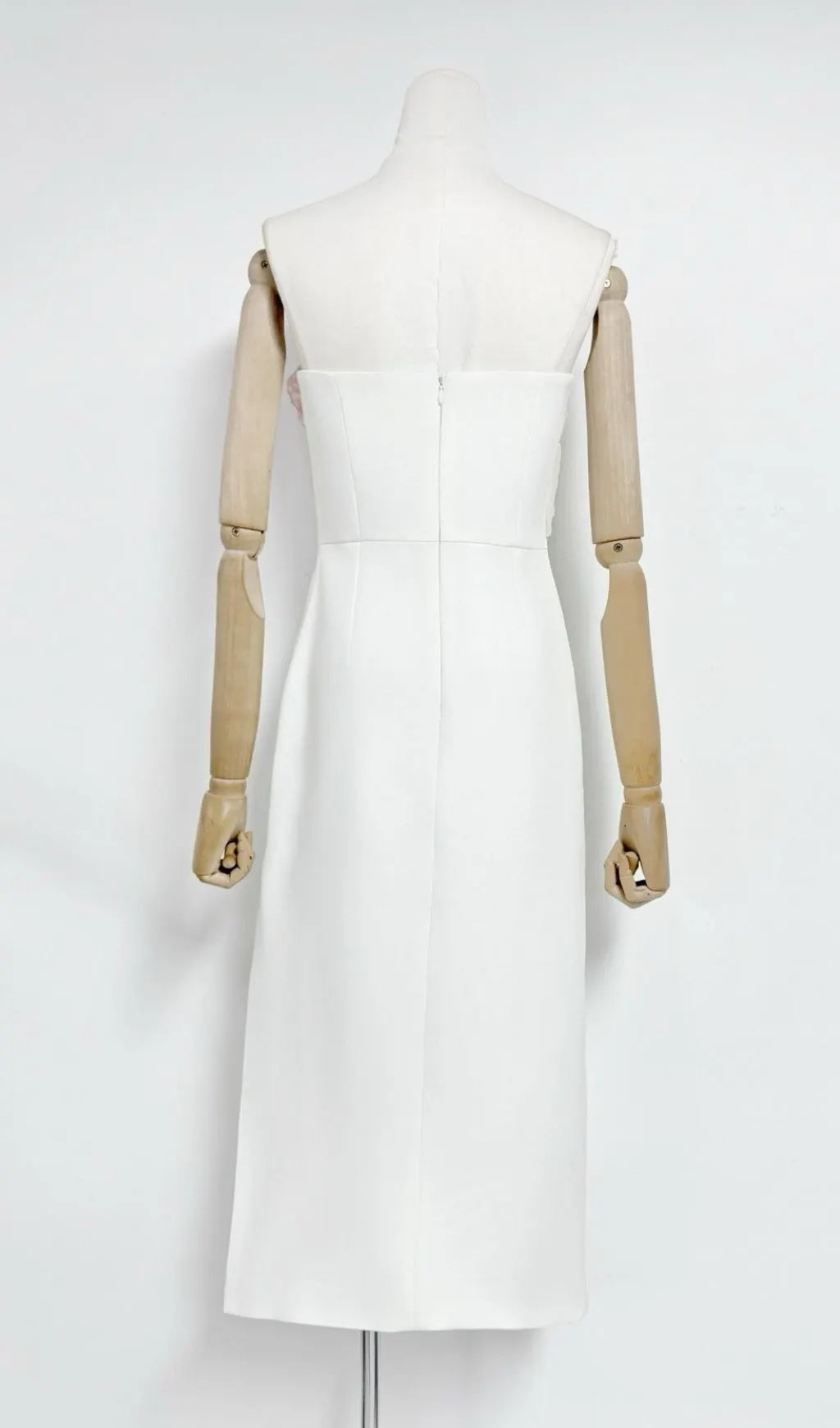 Kifle White Strapless Embroidery Flower Midi Dress Flowering Girl