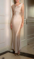 Desma Champagne Sleeveless Split Satin Dress Flowering Girl