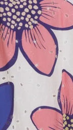 Penelope Botanic Blue-Pink Print Eyelet Maxi Dress Flowering Girl