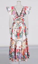 Efrem V-Neck Printed Midi Dress Flowering Girl