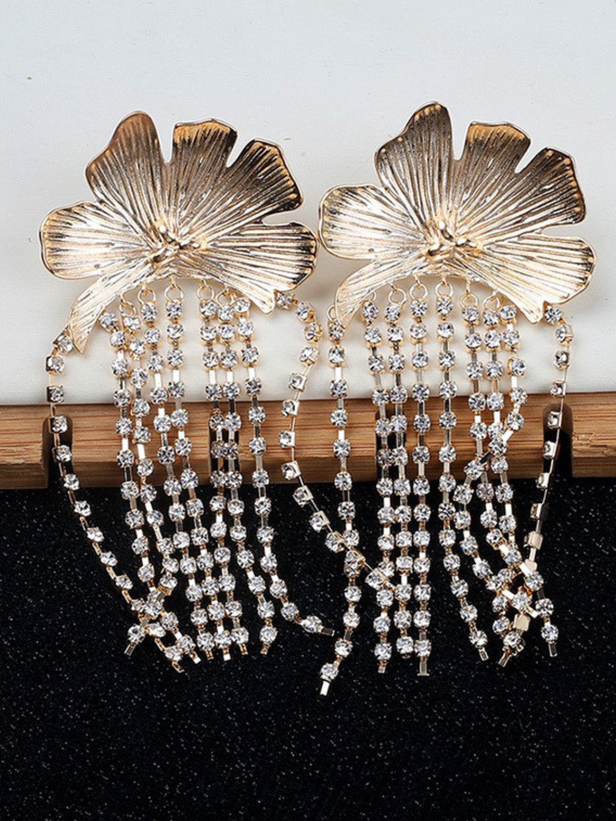 Flower Crystal Fringe Earrings Flowering Girl