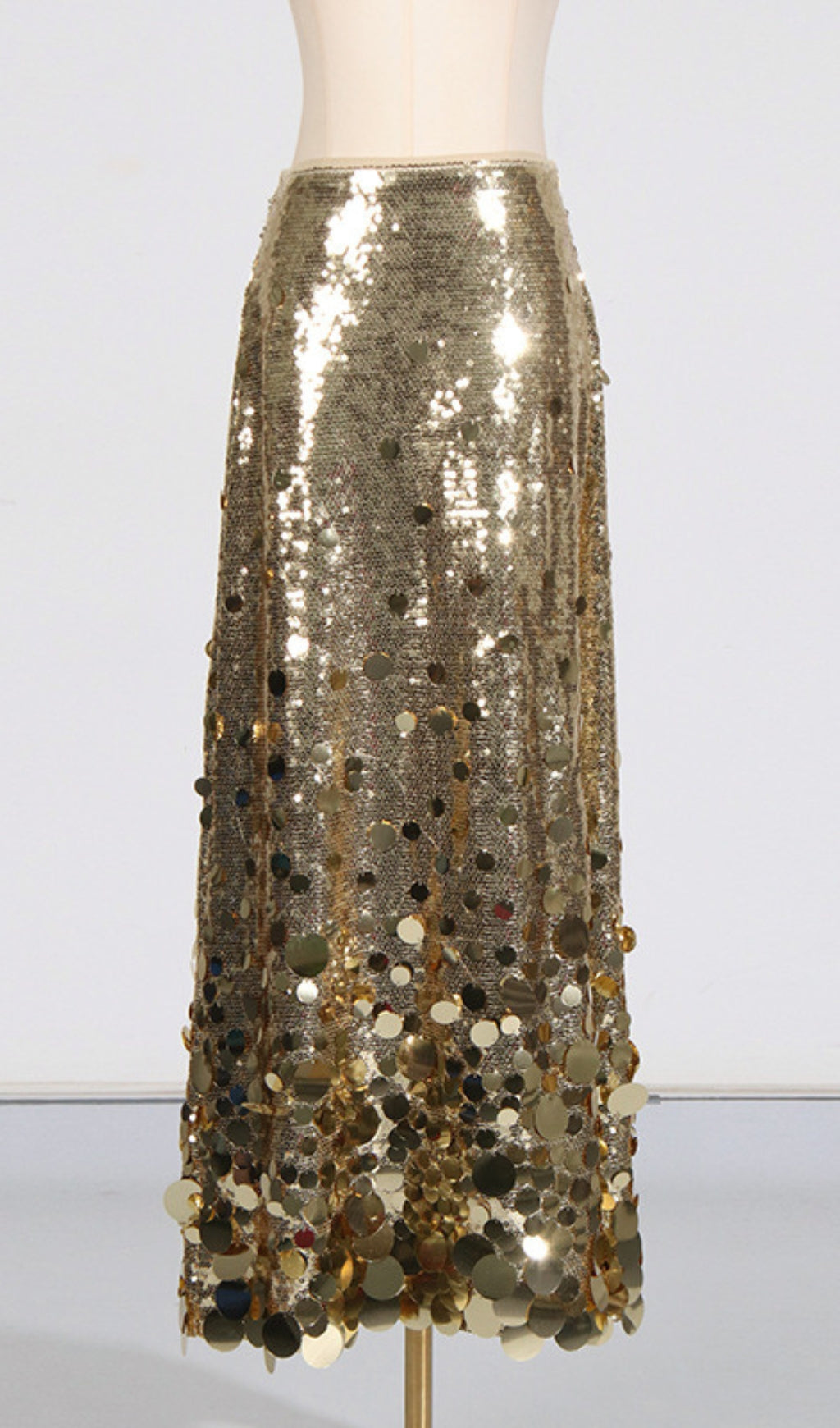 Damica Gold Sequin Maxi Skirt Flowering Girl