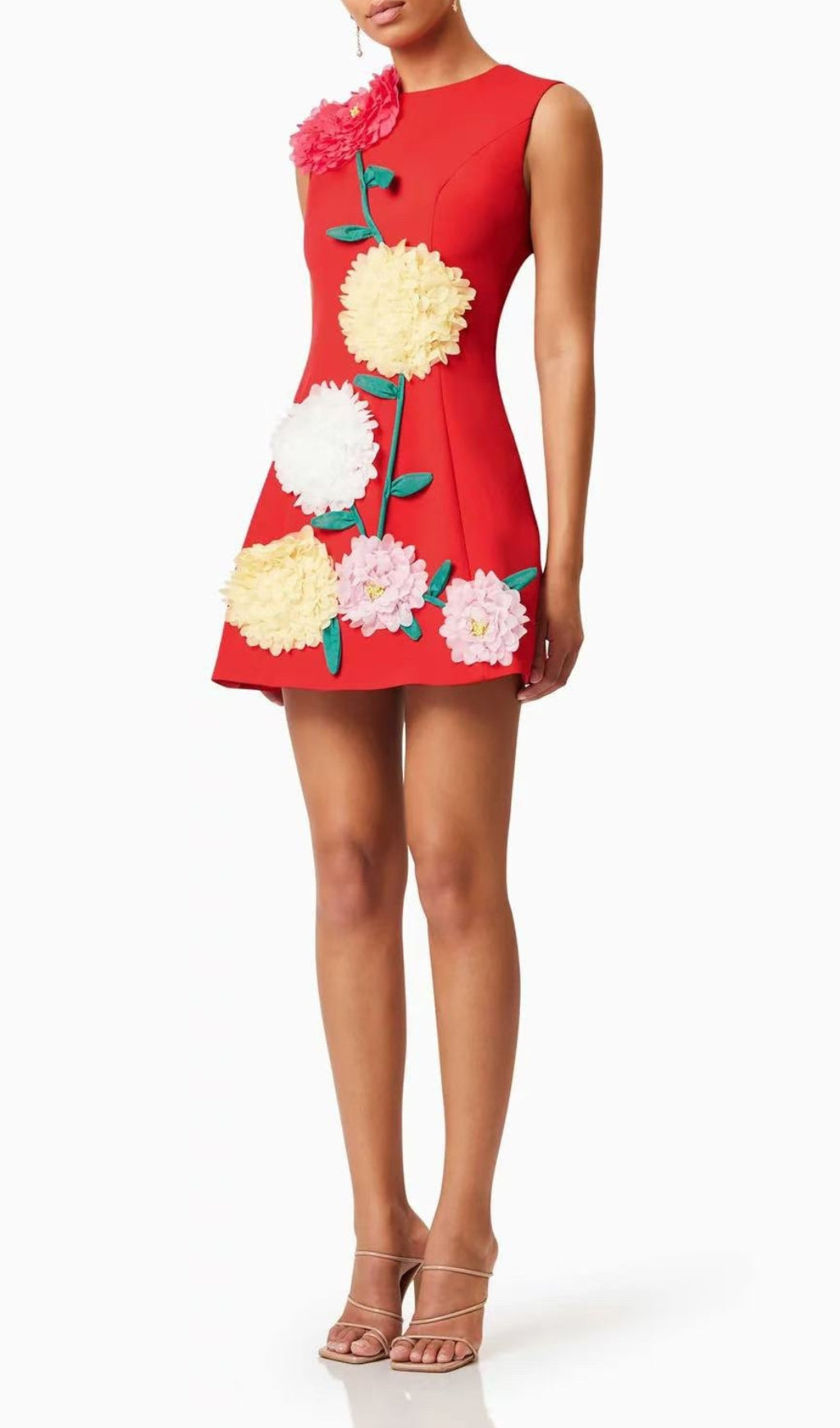 Erica Red Flower Mini Dress Flowering Girl