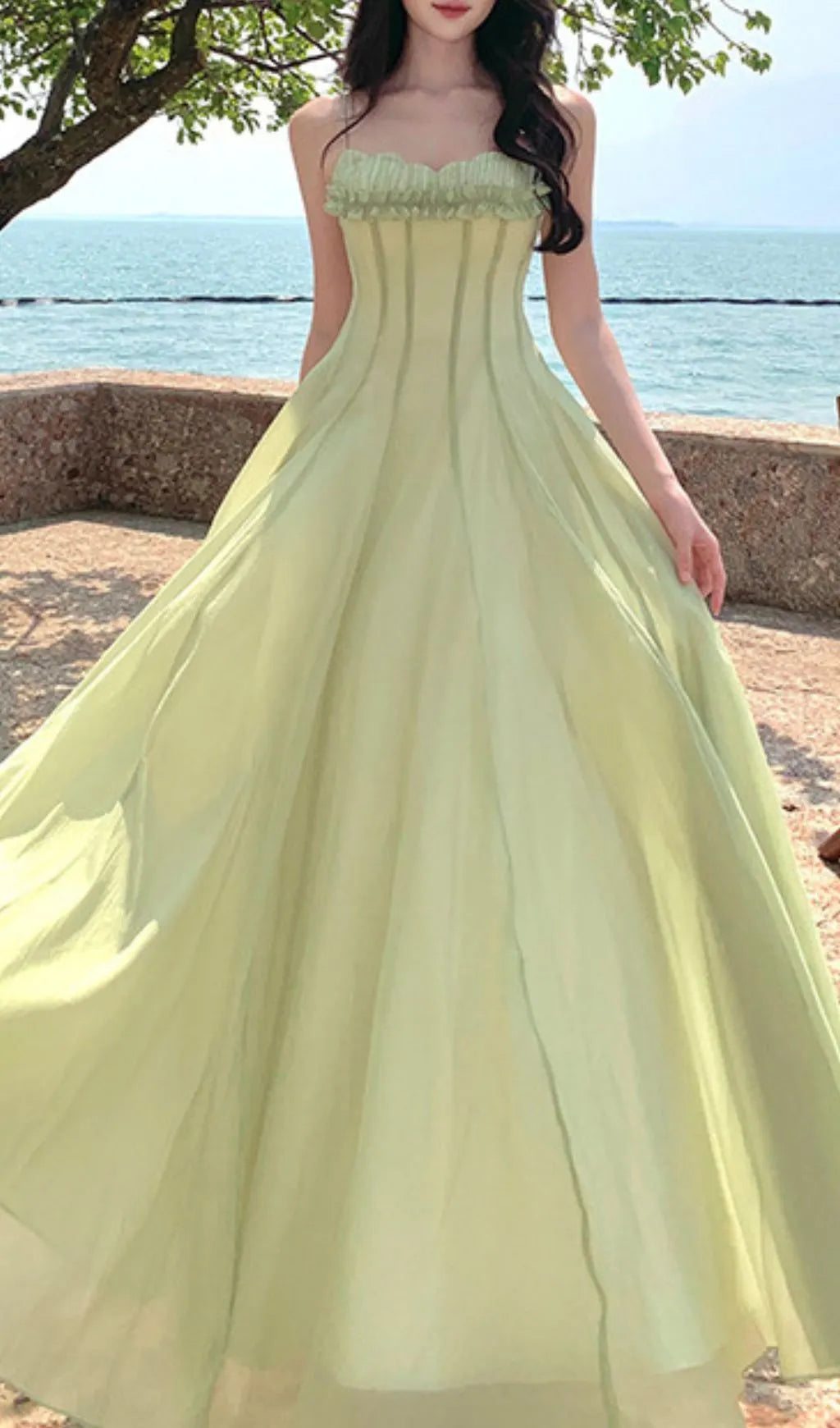 Fala Green Strappy Maxi Dress Flowering Girl
