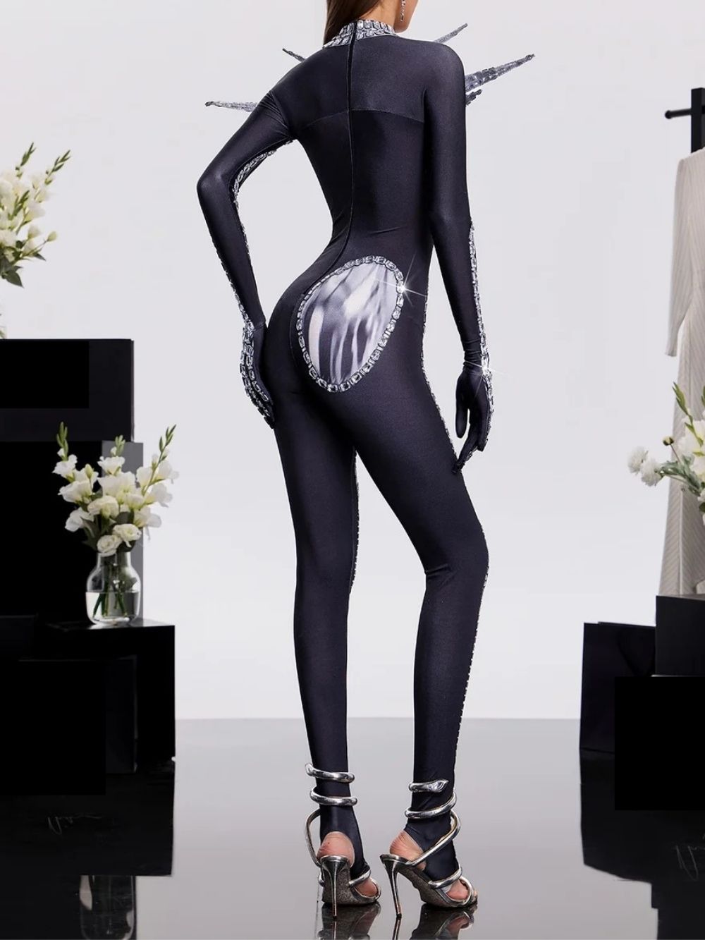 Prynex Long Sleeve Crystal Jumpsuit Flowering Girl