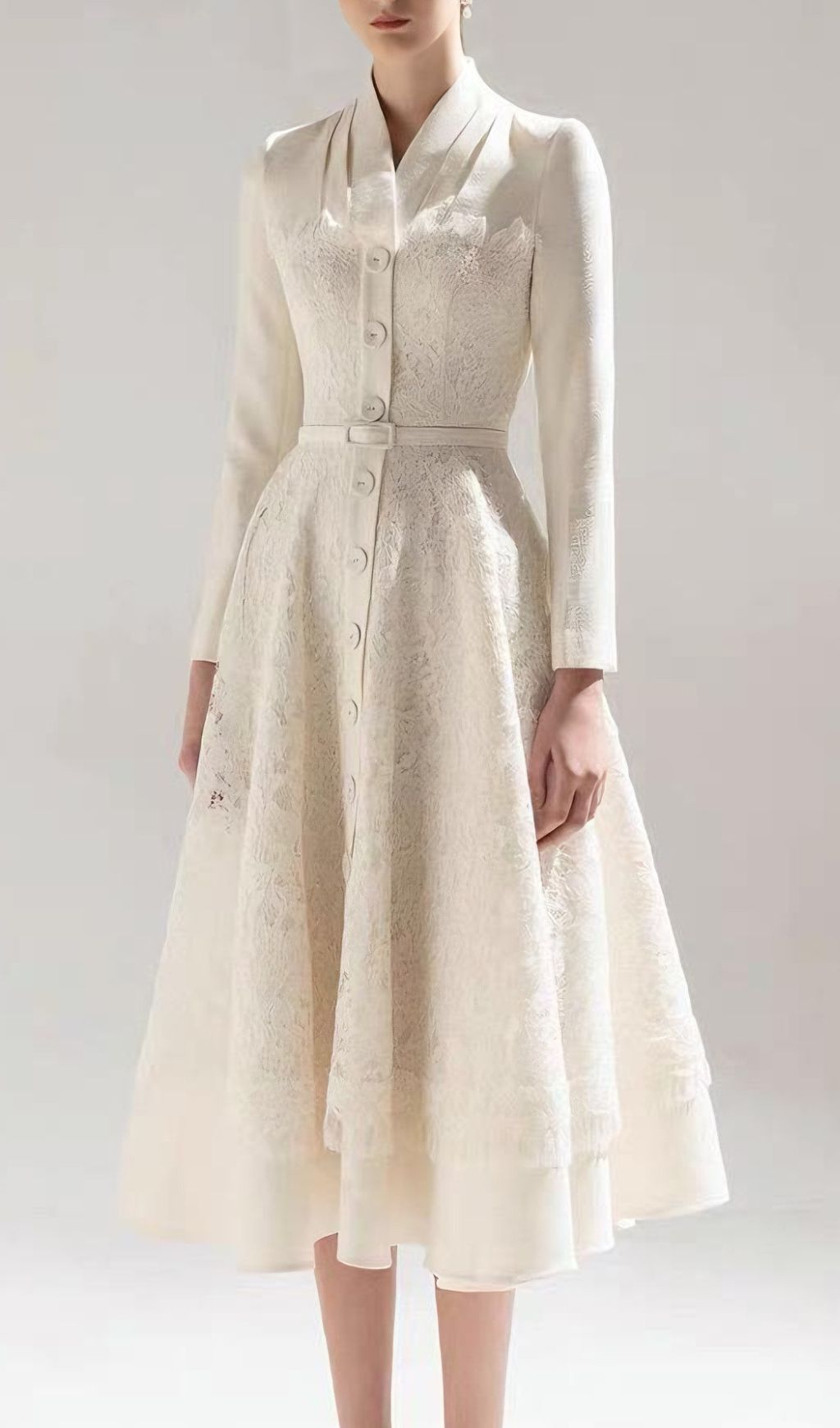 Jamir Lace Long Sleeve Midi Dress Flowering Girl