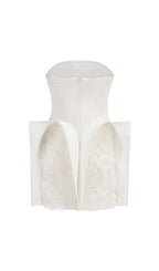 Dietrich White Strapless Flower Mini Dress Flowering Girl