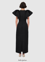 Lucinda Appliqué Floral Maxi Dress in black Flowering Girl