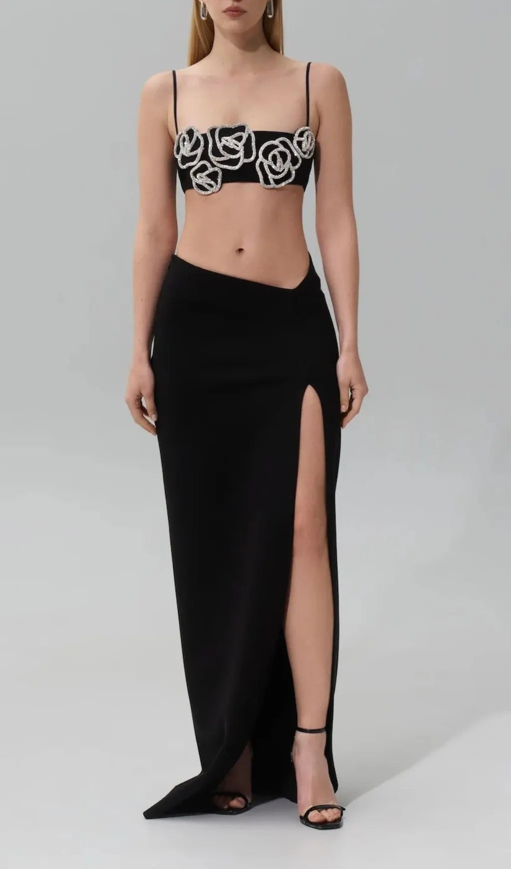 Gidget Black Flower Top & Maxi Skirt Flowering Girl
