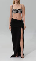 Gidget Black Flower Top & Maxi Skirt Flowering Girl
