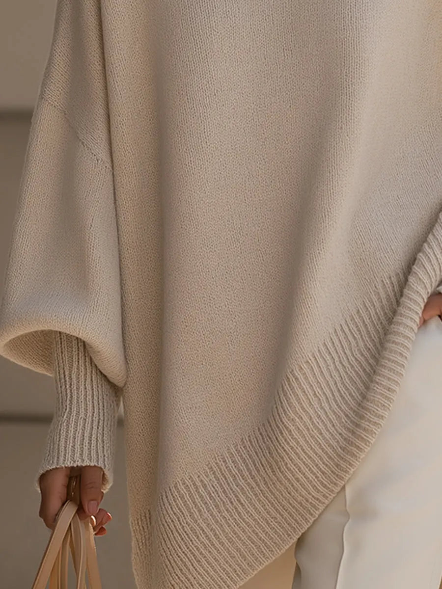 Oversized Knit Poncho Sweater Flowering Girl