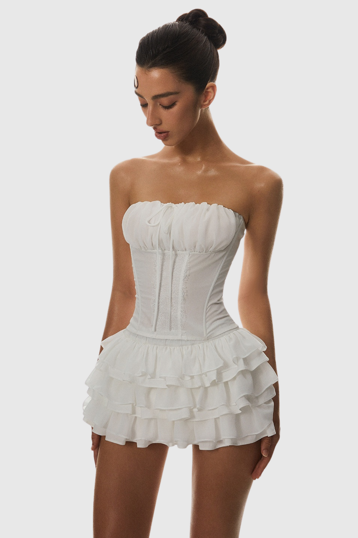 Panue Ruched Strapless Corset Flowering Girl