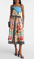 Barb Colorful Printed Midi Dress Flowering Girl