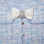 Blue Check Knit Mini Dress Flowering Girl
