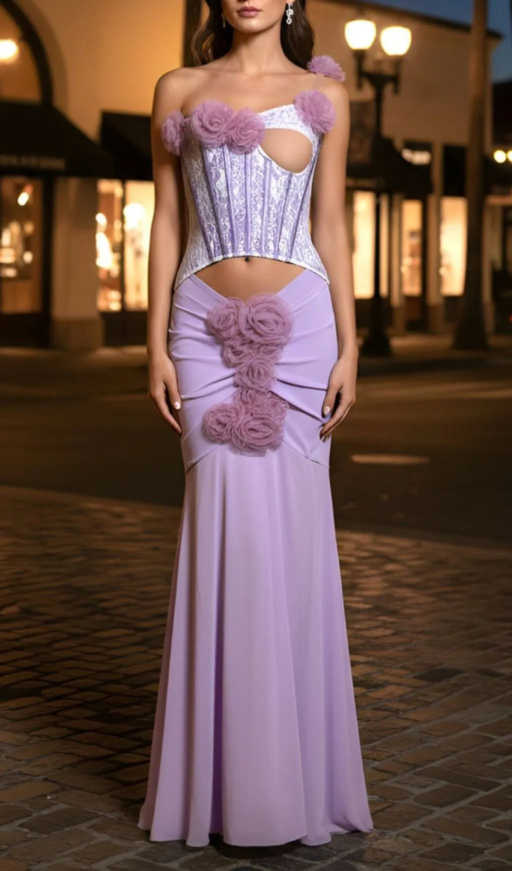 Josephine Purple One Shoulder Floral Maxi Dress Flowering Girl