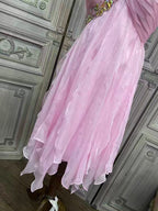One-Shoulder Crystal Chiffon Party Dress Flowering Girl