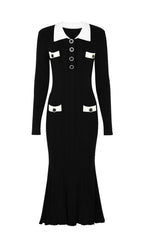 Javier Knit Long Sleeve Midi Dress Flowering Girl