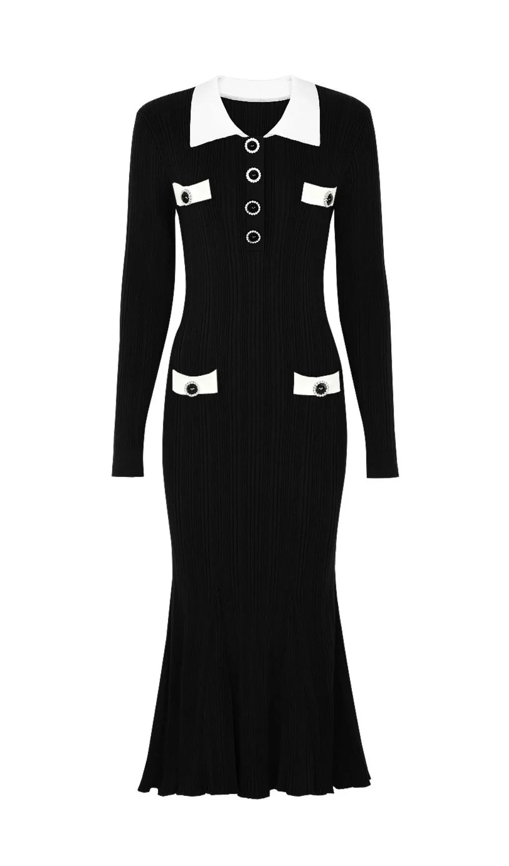 Javier Knit Long Sleeve Midi Dress Flowering Girl