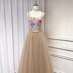 3D Floral Camisole Top & Tulle Skirt Set - Champagne Flowering Girl