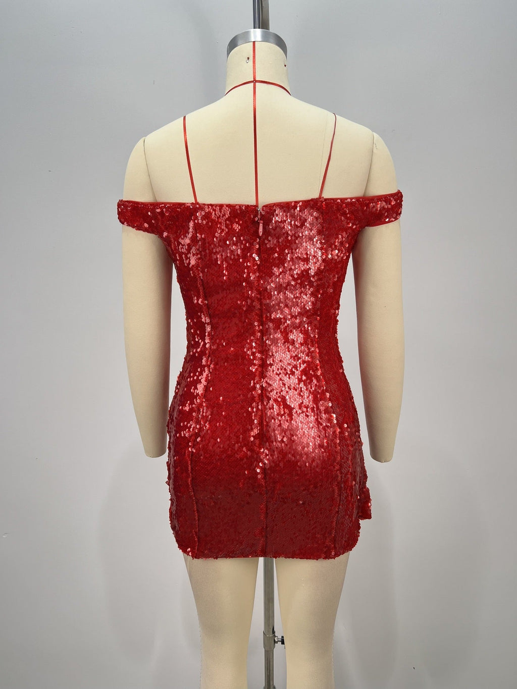 Juliet Sequin Ruched Beaded Strapless Bodycon Mini Dress In Red Flowering Girl