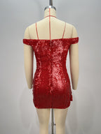 Juliet Sequin Ruched Beaded Strapless Bodycon Mini Dress In Red Flowering Girl