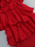 Eleri Red Flower Ruffle Maxi Dress Flowering Girl