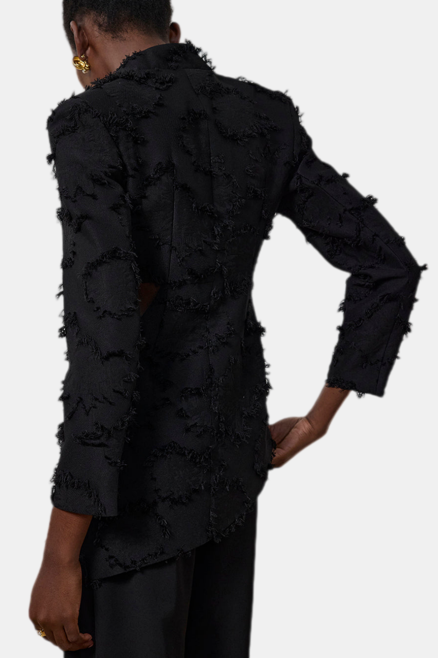 Jovie Fringe Cutout Asymmetric Blazer Flowering Girl
