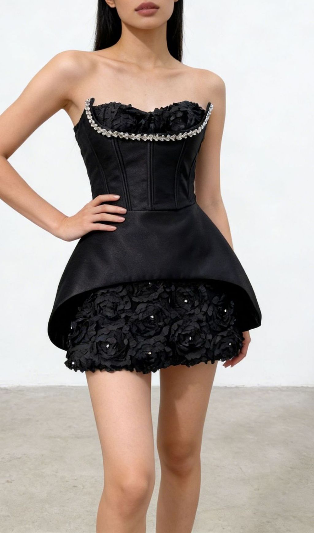 Kesley Strapless Corset Flower Mini Dress Flowering Girl