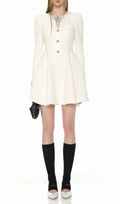 Italia White Bow Long Sleeve Mini Dress Flowering Girl