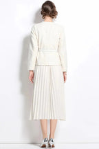 Cream Sequin Boucle Tailored Midi Dress Flowering Girl