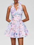 Fleur Halterneck Floral Mini Dress Flowering Girl