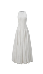 Sleeveless Lace Crochet Maxi Dress In White Flowering Girl