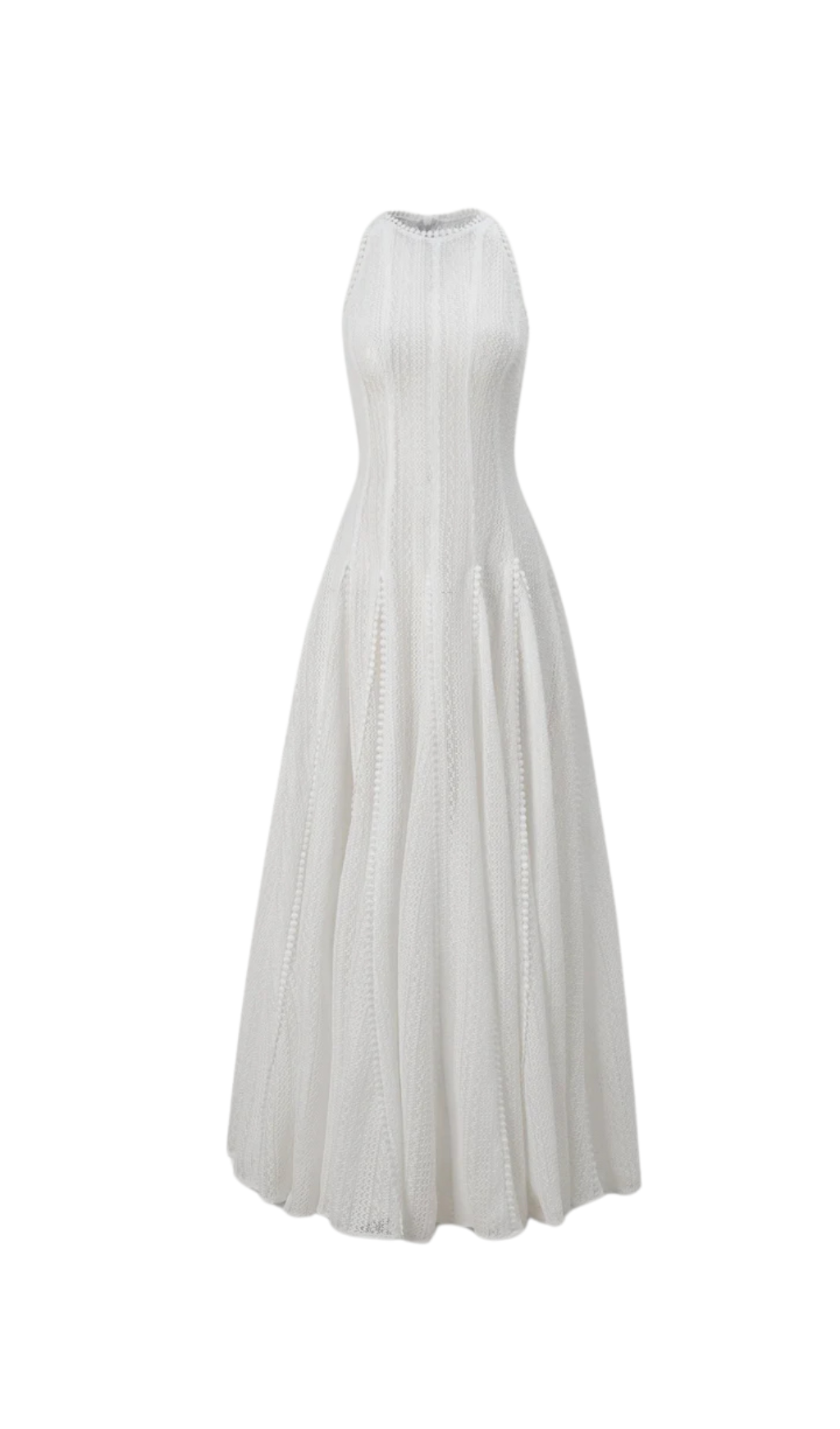 Sleeveless Lace Crochet Maxi Dress In White Flowering Girl