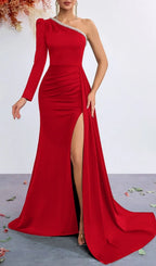 Lakia Red One-Shoulder Embellished Gown Flowering Girl